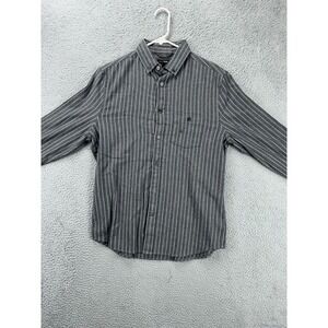 Express Soft Flannel Shirt Adult Small‎ Grey Pinstripes Button Down Mens NEW Q27